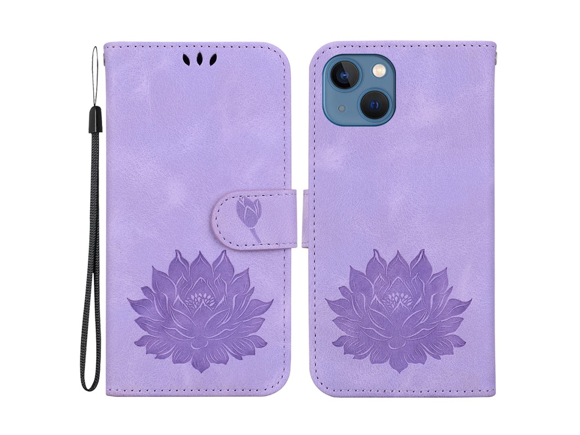 Capa Para Iphone 14 Pele Sintética Roxo