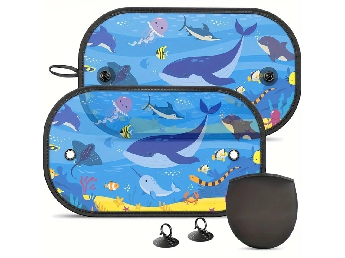 Par de Cortinas Solares Estampadas Fundo Mar ZYBLSSBB