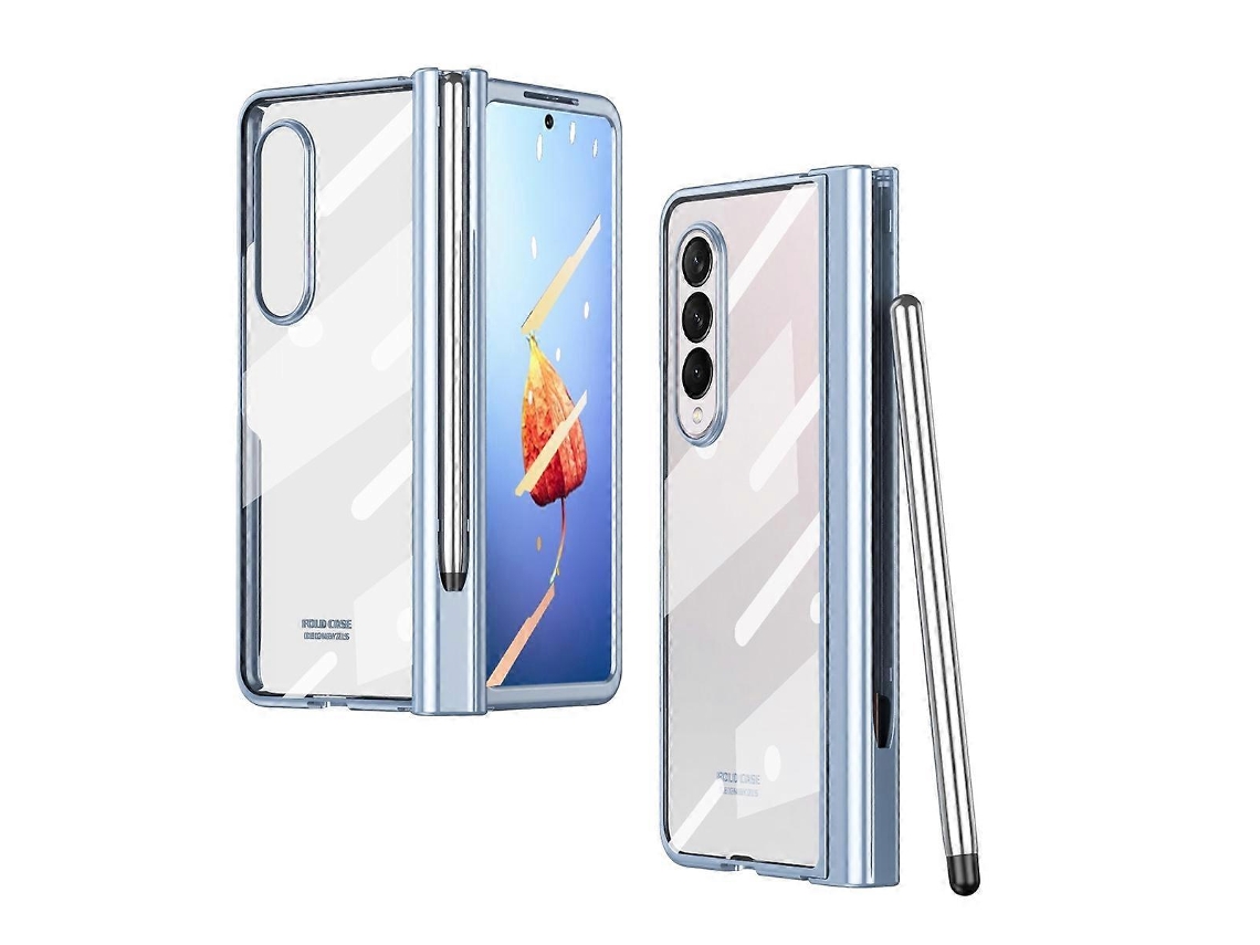 Capa Para Samsung Galaxy Z Fold4 Com Dobradiça Integrada E Revestimento Eletroplástico, Com Compartimento Para Caneta.