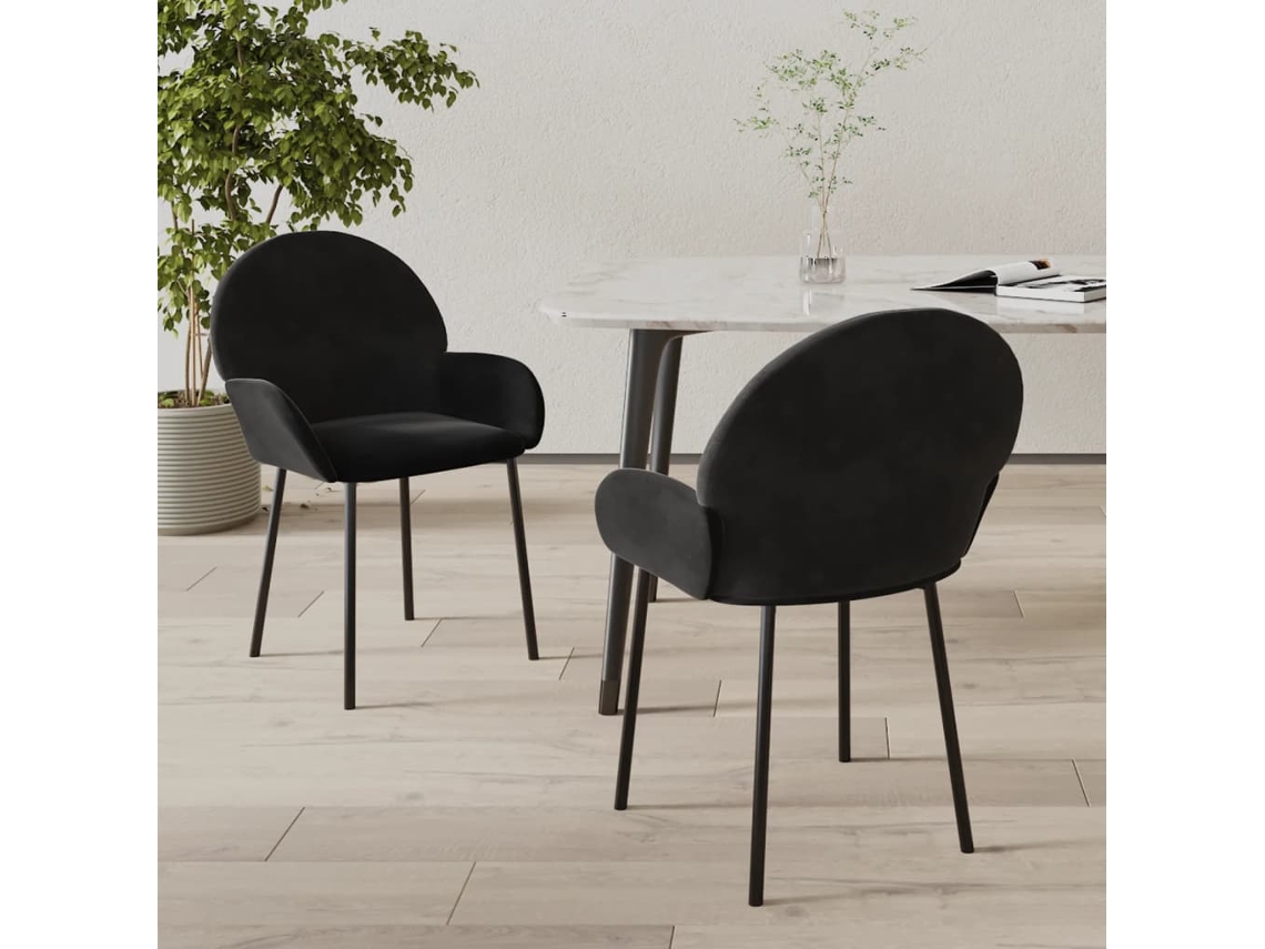 Vidaxl Cadeiras De Jantar 2 Pcs Veludo Preto