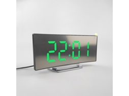 Despertador digital curvo de 7 polegadas com LED regulável para quarto infantil, relógio de mesa com números grandes, cor verde Brilvibera