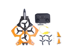 Avião Drone Quadricóptero Helicóptero com Controle Remoto de 2.4GHz com Luz LED, Espuma e Sensor de Gravidade - Brinquedo para Crianças - Laranja