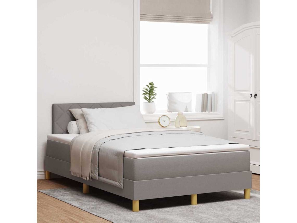Vidaxl Cama Box Spring Led Cinzento-acastanhado 120 X 200 Cm Tecido