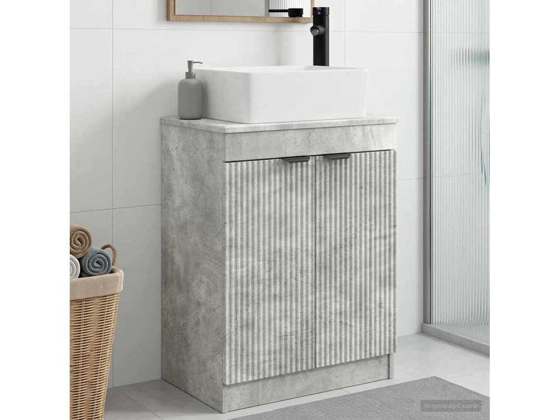 Vidaxl Gabinete De Banheiro Com Pia Cinzento Cimento 54 X 35 X 83 Cm