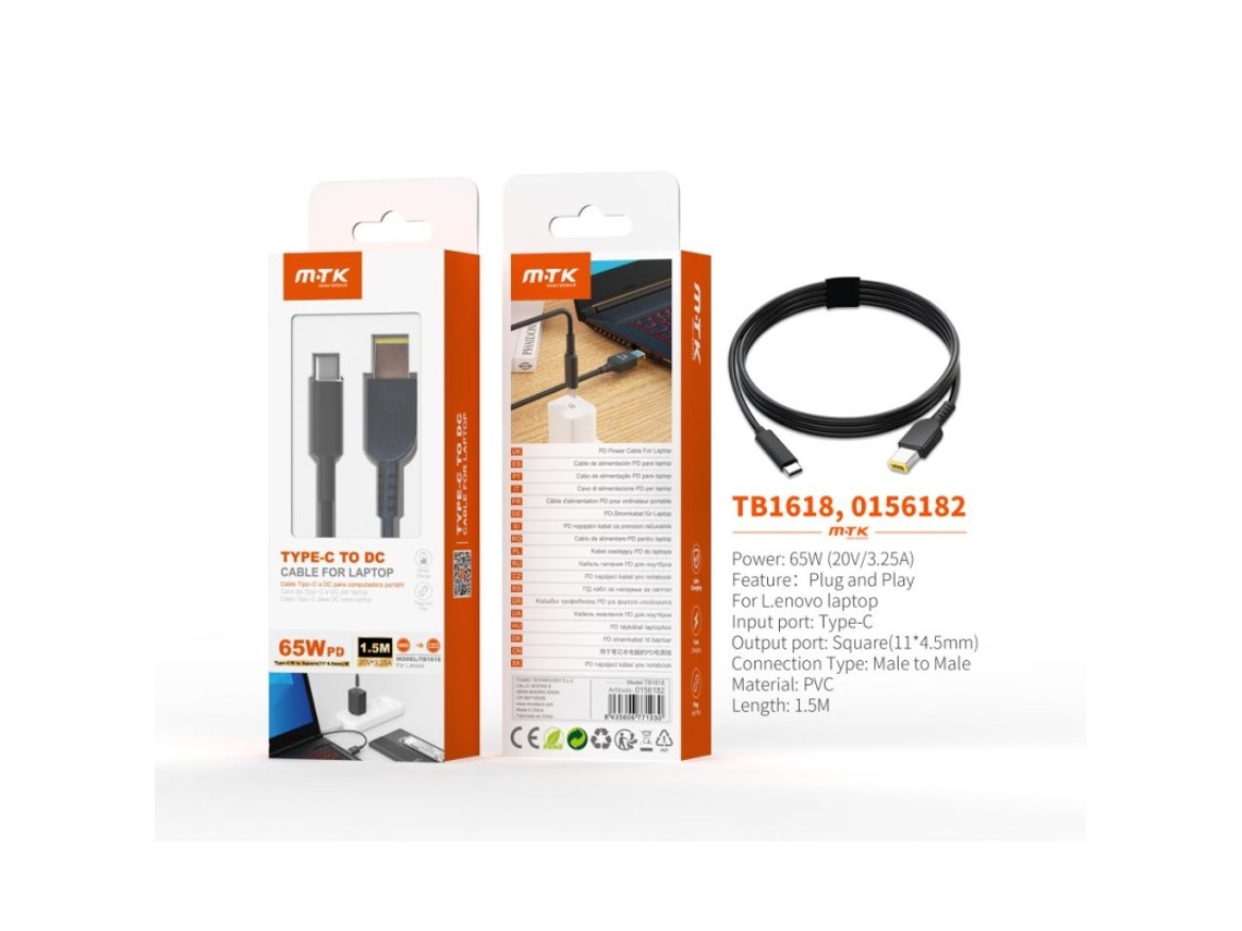 Cabo Carregamento Usb-c Dc Mm Portátil Lenovo Mtk