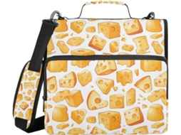 Pasta com estampa de pedaços de queijo em design animado, com bolsas extras, alça de ombro e de mão, diversas bolsas, 3, 8 cm 1