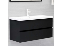 Vidaxl Armário De Lavatório 90x38,5x45 Cm Derivados De Madeira Preto