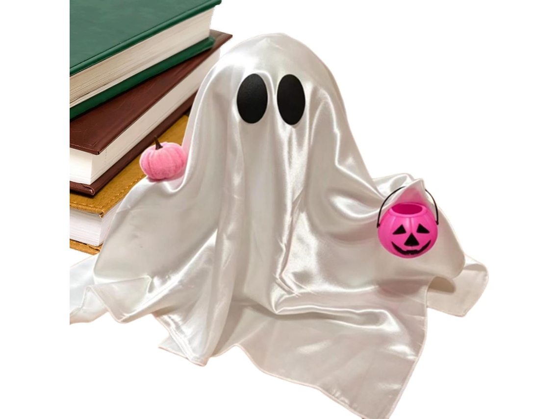 Fantasminha Rosa Com Cesta De Abóboras, Decoração De Mesa Halloween