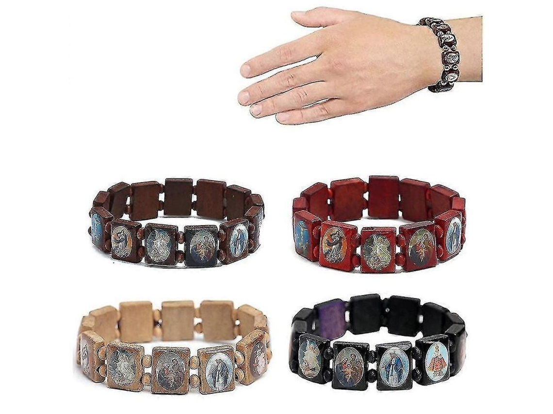 Pack 4 Pulseiras Elásticas Madeira CHARM