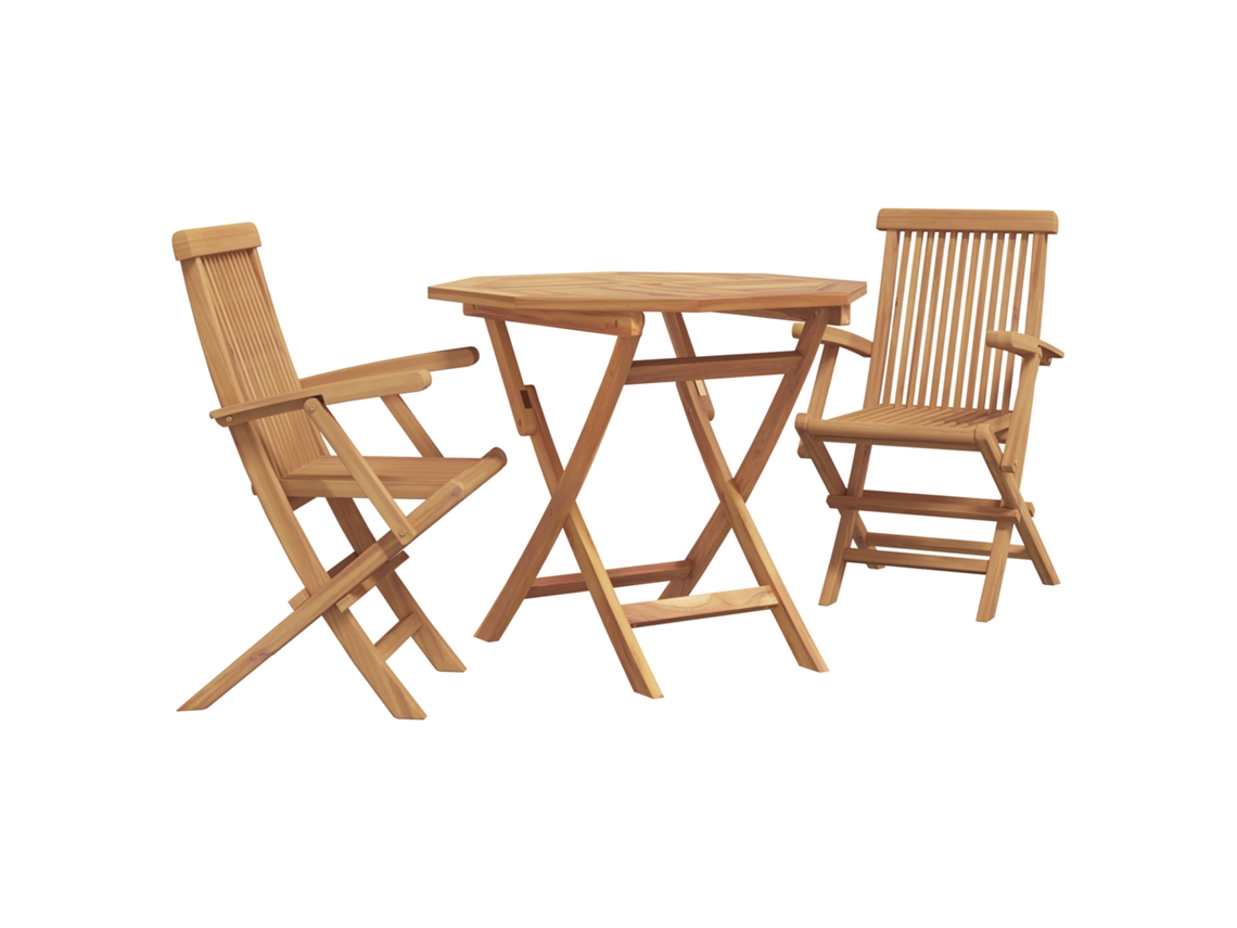 Conjunto 3 Móveis De Jantar Para Jardim Vidaxl Castanho Madeira De Acácia Maciça (85 X 85 X 76 Cm)