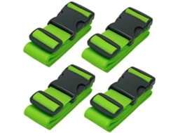 Conjunto De 4 Alças Viagem Ajustáveis​​ Em Nylon, 5 Cm X 180, Para Malas, Bolsas E Bagagens, Verde Claro