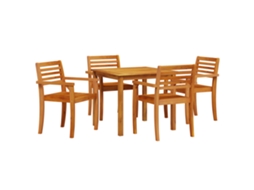 Conjunto 5 Conjunto De Jantar Para Jardim Vidaxl Castanho Madeira De Acácia Maciça (85 X 85 X 75 Cm)