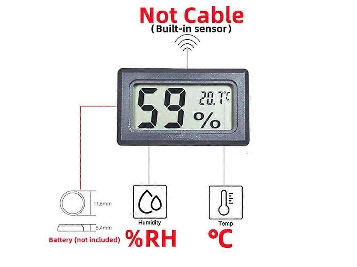 Mini Termômetro E Higrômetro Digital Lcd Para Ambientes Internos, Prático E Com Sensor De Temperatura E Umidade.