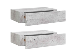 Prateleiras Parede + Gavetas 2 Pcs 40x23,5x10cm Cinza Cim. MAISON EXCLUSIVE