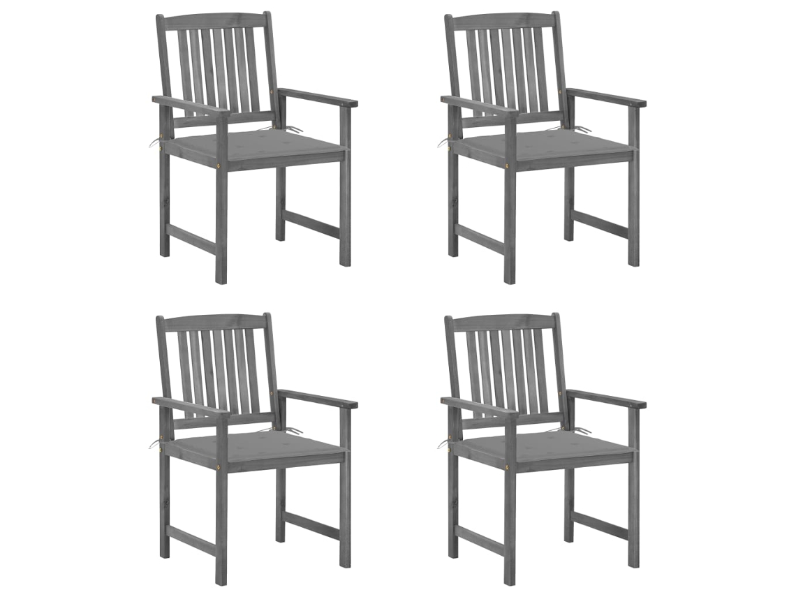 Vidaxl Cadeiras De Jardim Com Almofadões 4 Pcs Acácia Maciça Cinza