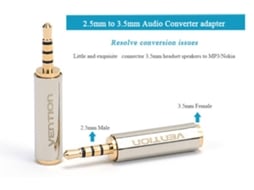 Adaptador VENTION Conversor de Áudio Jack 3.5mm 3 conetores Fêmea para Jack 2.5mm Macho - Dourado