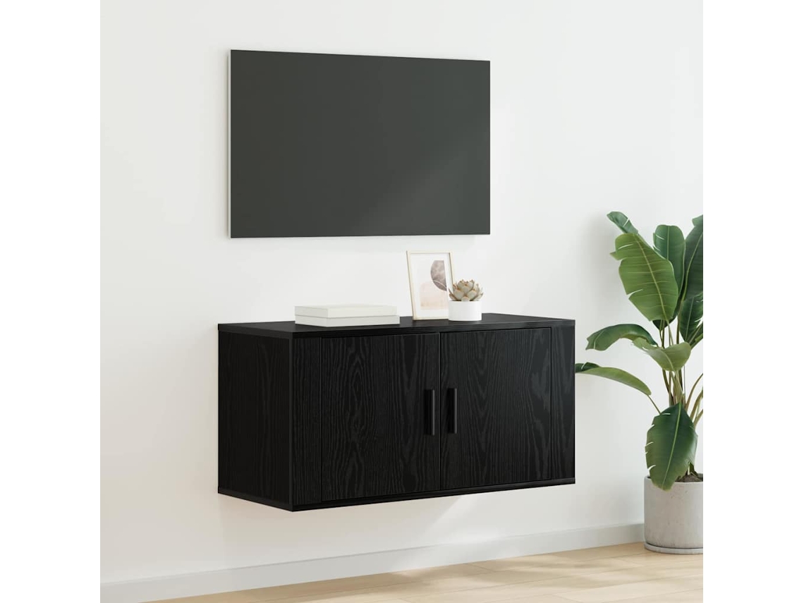 Vidaxl Rack De Tv Montado Na Parede 80 X 34.5 X 40 Cm Carvalho Preto