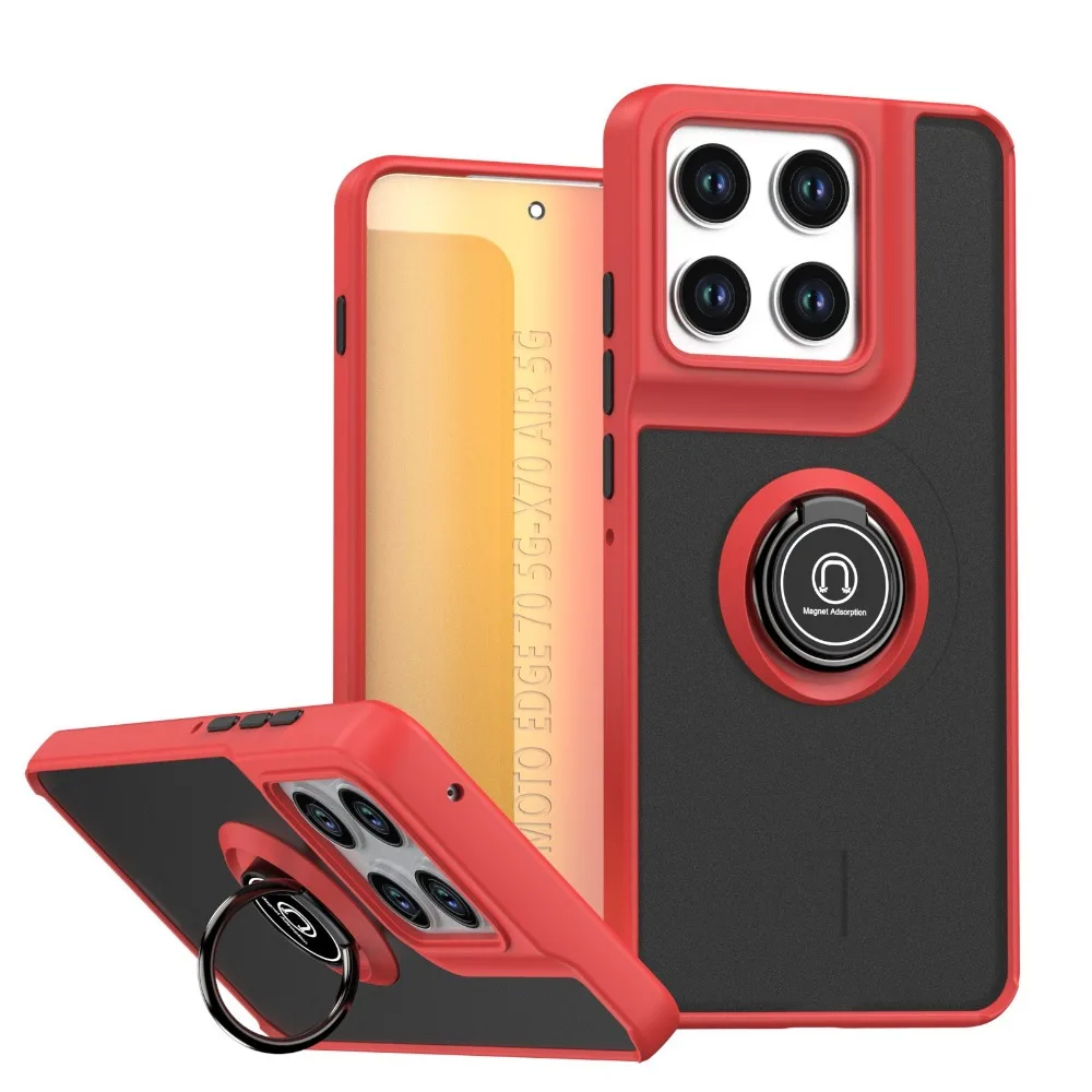 (vermelho, Motorola Edge 50) Capa Para Celular Com Suporte Magnético De Alta Qualidade, Capa Protetora Fosca À Prova De Choque.