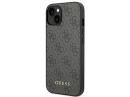 Capa Logótipo Dourado Cinza para iPhone 14 GUESS Rígida Prateado