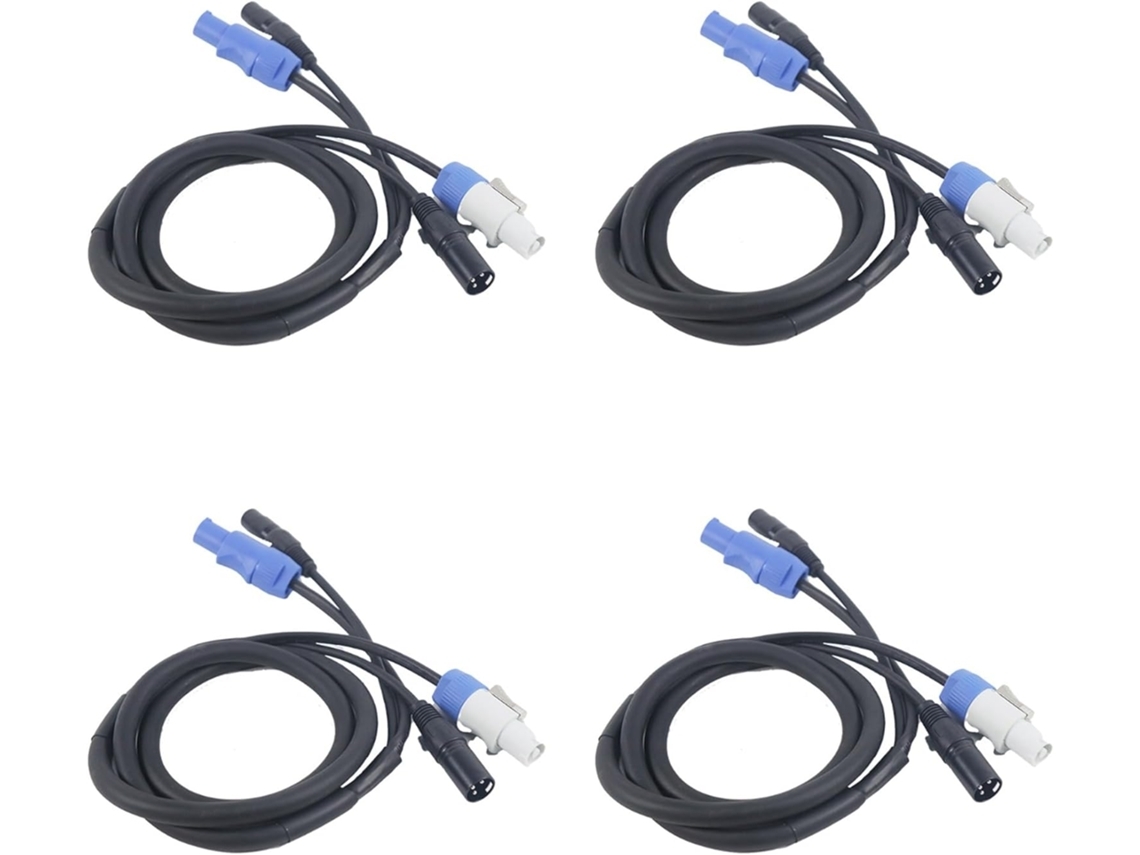 Cabo Combinado Powercon 4x Com Plugue Xlr E Sinal De Linha Para Transporte