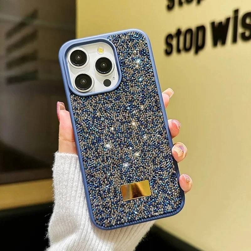 (azul, Iphone 13 Pro Max) Capa De Celular Elegante Com Strass Brilhantes Estilo instagram Para Meninas - Capa Protetora À Prova De Choque