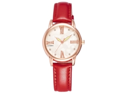 Relógio de Pulso Feminino Synoke com Strass Resistente À Água Quartzo Couro Pu Vermelho