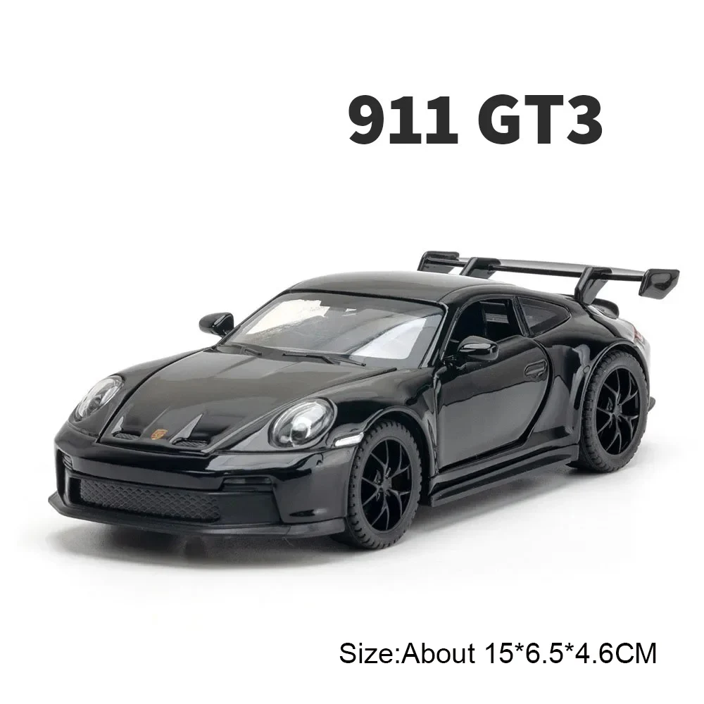 (911gt3 Preto) Miniatura De Carro Esportivo Em Escala 1:32, Com Portas Que Abrem E Efeitos De Som E Luz.