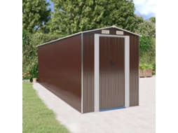 Vidaxl Abrigo De Jardim 192x606x223 Cm Aço Galvanizado Castanho-escuro