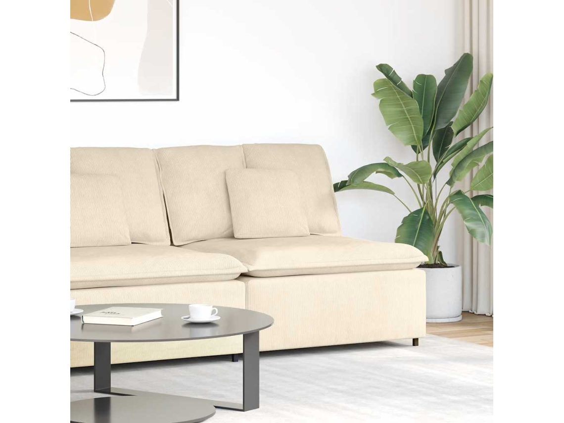 Vidaxl Módulo Central Para Sofá Modular Com Almofadas, Cor Creme, 100 Cm