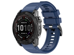 Bracelete Para Garmin (26mm) - Silicone - Liberação Rápida - Fivela De Aço Preta Azul Meia-noite