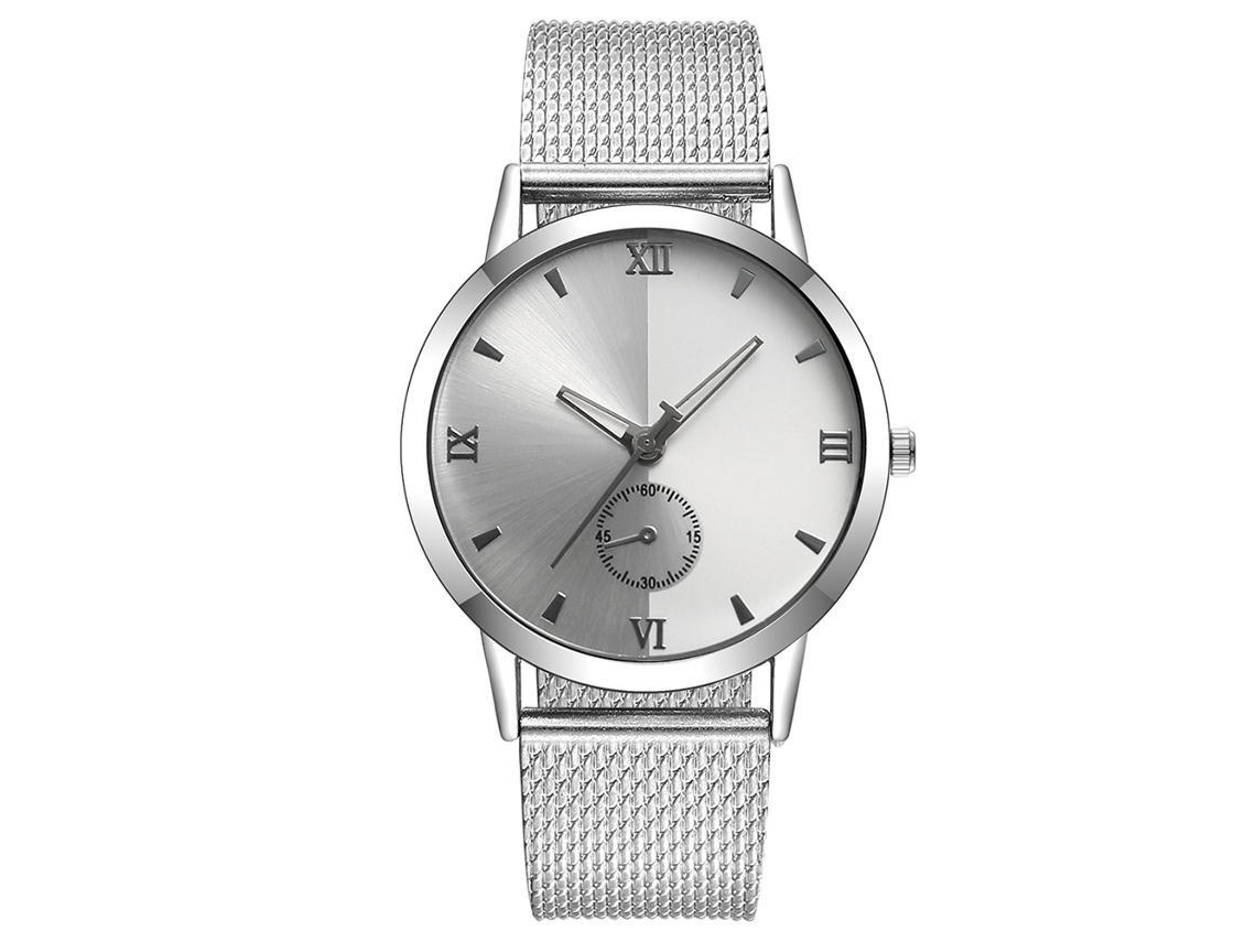 Reloj De Cuarzo Unisex Con Correa De Plástico Y Números Romanos Vansvar (blanco Plata)