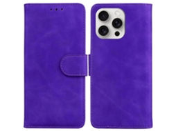 Capa De Couro Sintético Com Suporte Para Iphone 16 Pro Max, Cor Sólida