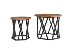 Conjunto 2 Mesa Lateral Moderna Vidaxl Castanho Derivados De Madeira (50 X 50 X 40 Cm)
