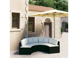 Vidaxl 4 Pcs Conjunto Sofás De Jardim C/ Almofadões Vime Pe Preto