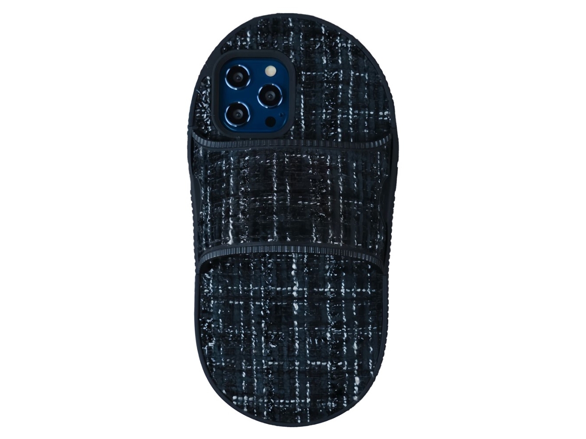 Suporte Casa Para Iphone 15 Pro Pele Sintética Preto