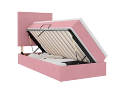 Cama de Armazenamento Led com Colchão Rosa 90 X 200 Cm Veludo VIDAXL