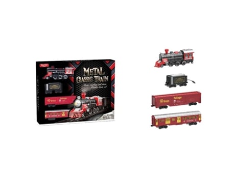 Trem com acabamento clássico da Pieces, preto e vermelho, código 25307