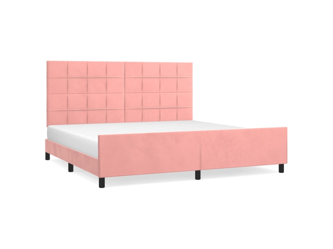 Bed Frame With Headboard, Bed Frames With Headboards Vidaxl Cor-de-rosa Veludo (200 X 200 Cm)