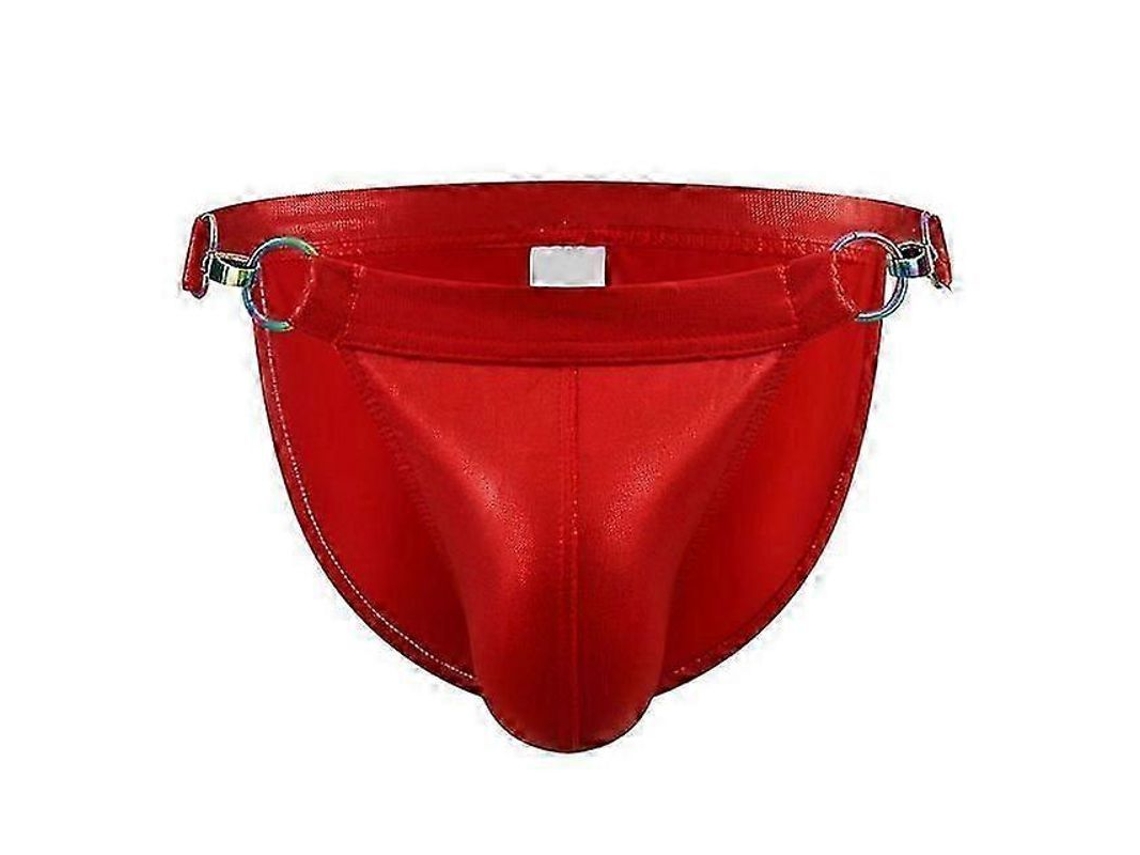 2026 calcinha de Banho Masculino Sexy Brilhante Couro Pu com Fivela e Bolsa para Praia e Surf