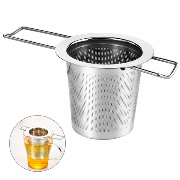 Infusor De Chá, Filtro De Chá Em Aço Inoxidável 304 Com Design Alça Dobrável, Infusor De Malha Extrafina Reutilizável Para Chá A Granel, Jarra