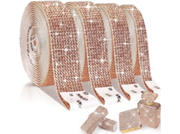Fita Adesiva De Strass, 4 Adesivos De Fita De Strass Cor Champanhe, R