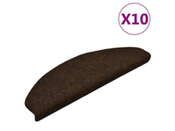 Vidaxl Tapetes De Escada Autoadesivos 10 Peças 65x21x4 Cm Marrom Semicircular Grande