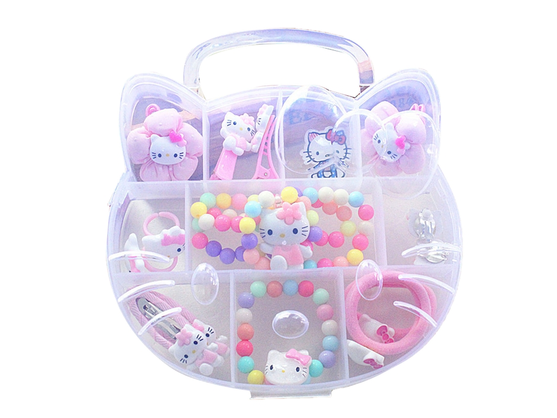 15 Peças Conjunto De Acessórios Capilares Para Menina Gatinho Fofo Colar Pulseira Clips De Cabelo Leve Infantil