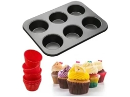Kit 02 Formas de Cupcake 6 Cavidades Antiaderente Empada Petit Gateau Gokoco