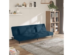Vidaxl Sofá-cama 2 Lugares Com Duas Almofadas Veludo Azul