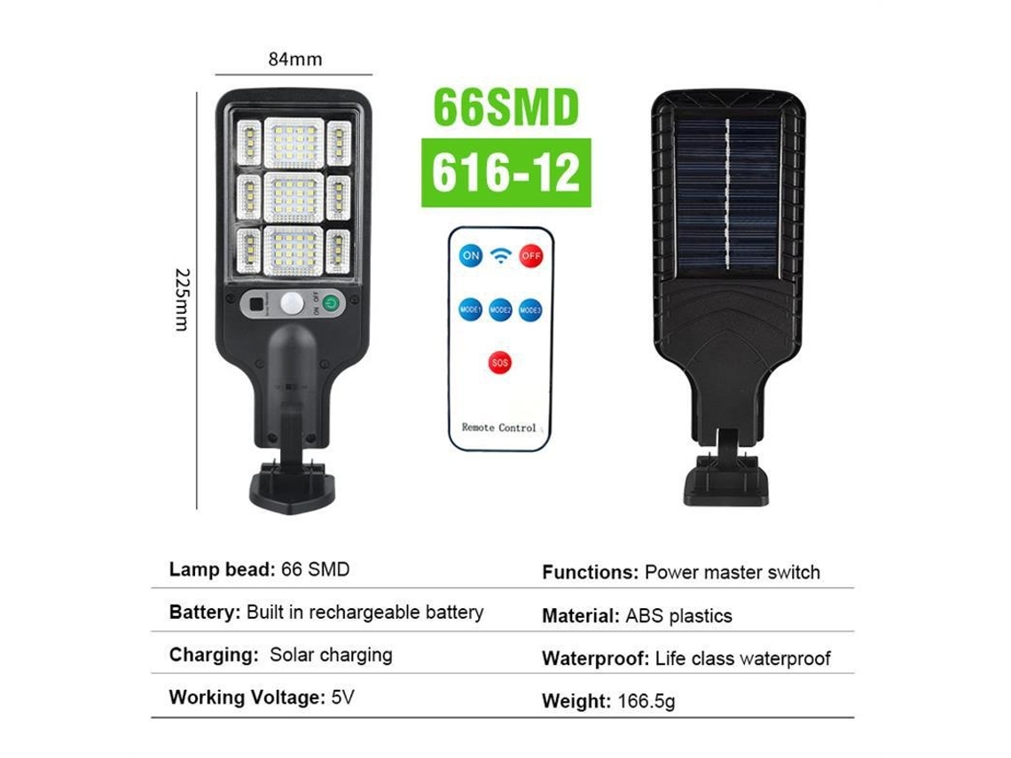 Holofote Solar Exterior 66 Smd (12) Com Sensor E Iluminação Exterior Elysve
