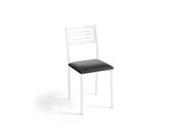 Cadeira de Cozinha Kati Branca 38x86x47cm Couro Preto FANMUEBLES