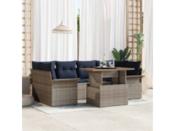 Vidaxl Conjunto De Sofá De Jardim 7 Unid. Cinzeto Rattan Sintético