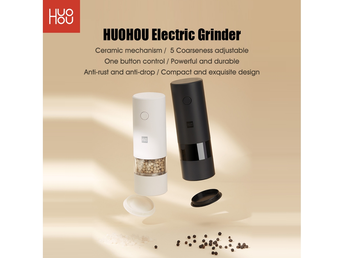 Moinho De Sal E Pimenta Elétrico Huohou Com Luz Led