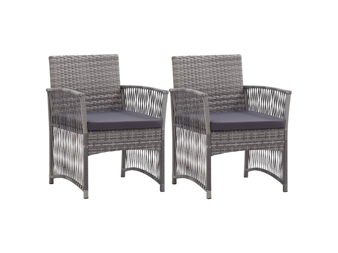 Cadeiras De Jardim Com Almofadões 2 Pcs Vime Pe Antracite Dkd Home Decor